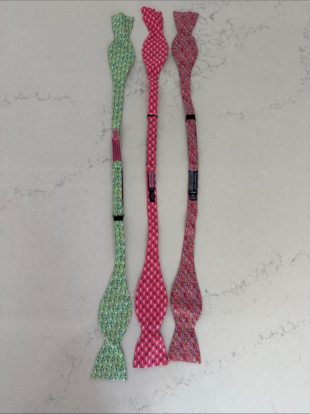Vineyard Vines Self-Tie Bow Tie - Pink & Green Patterned Set